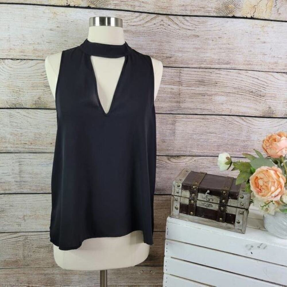 5/$25 Three‎ Eighty Two Revolve Keyhole Choker Turtleneck Tank Black Medium